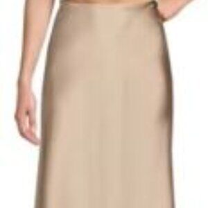 Satin Midi Skirt - Med - Champagne Gold